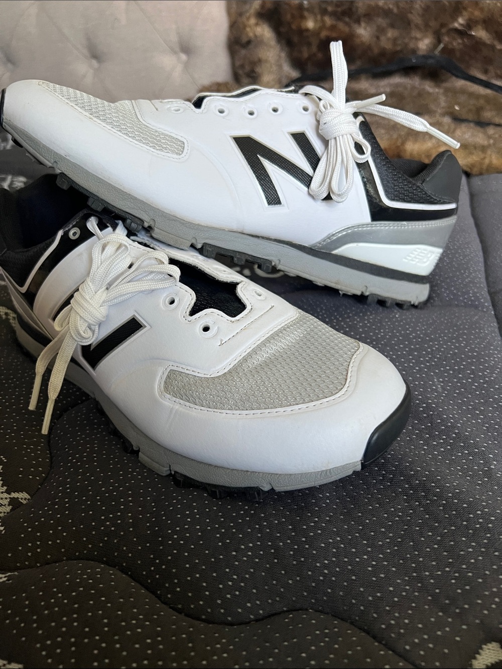 New Balance White, Black & Gray Men’s Athletic Golf Shoes
